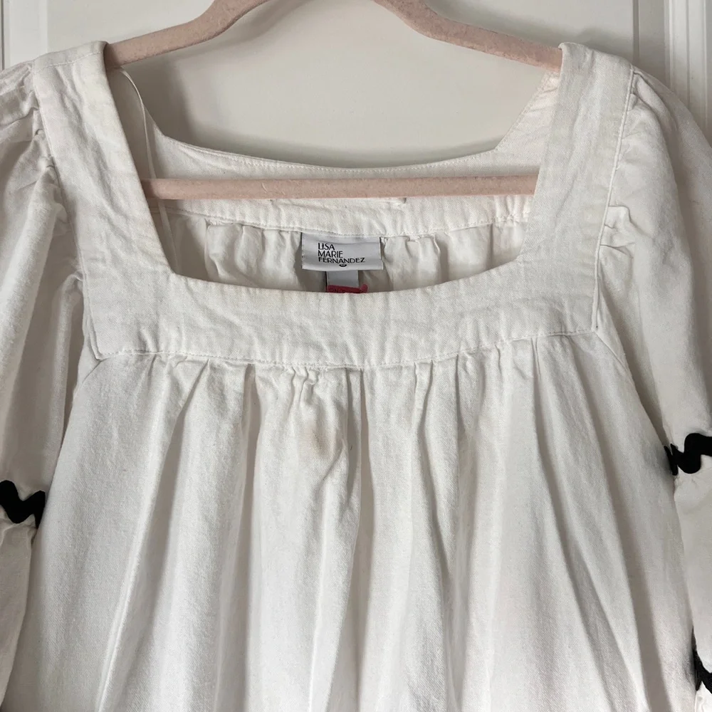 Lisa Marie Fernandez x Target Ric Rac White Linen-Blend Mini Dress Womens Medium - Picture 3 of 8